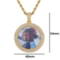 Portaretrato 40mm doble fila de diamantes 18k Gold plated PVD