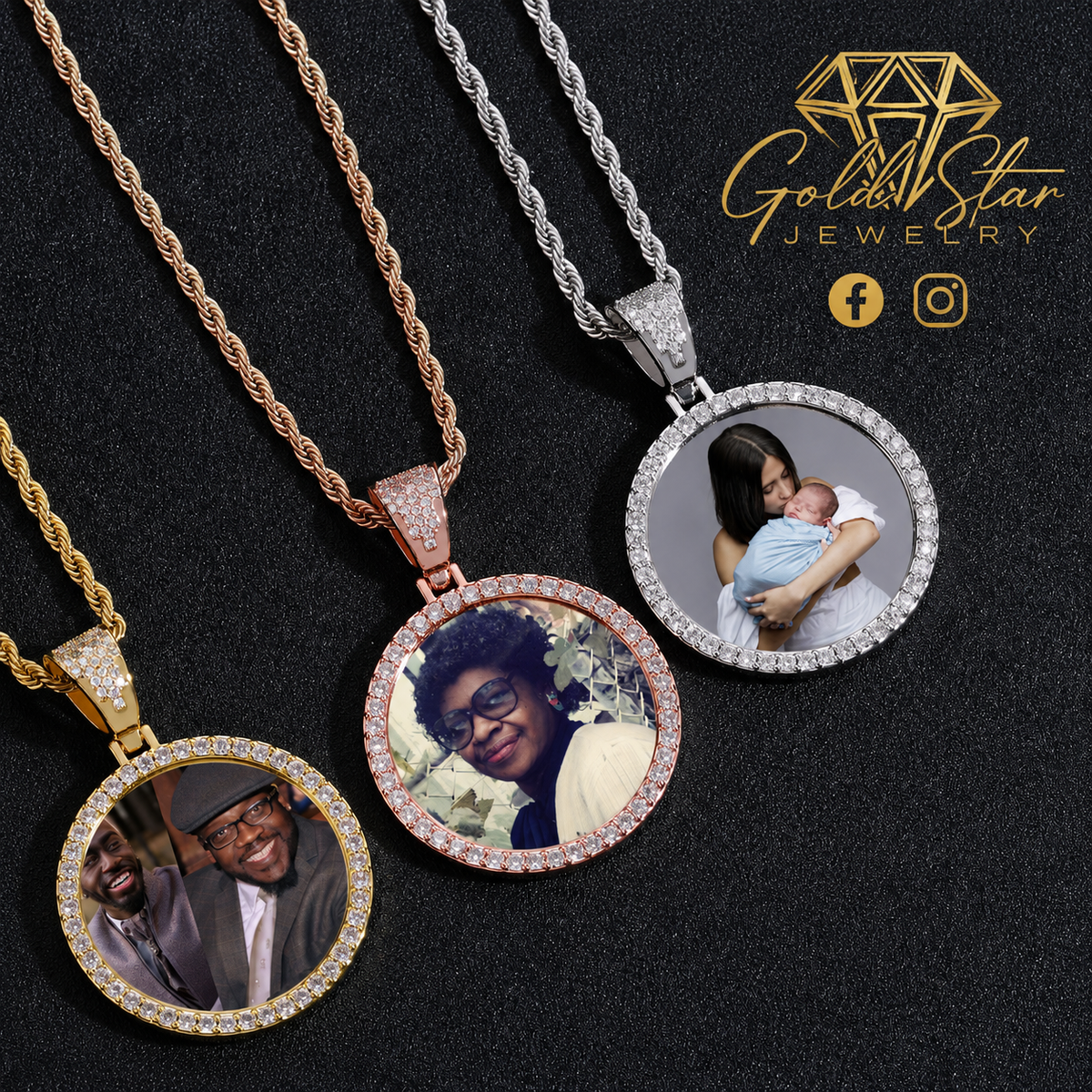 35mm photo pendant 18k PVD on Stainless Steel