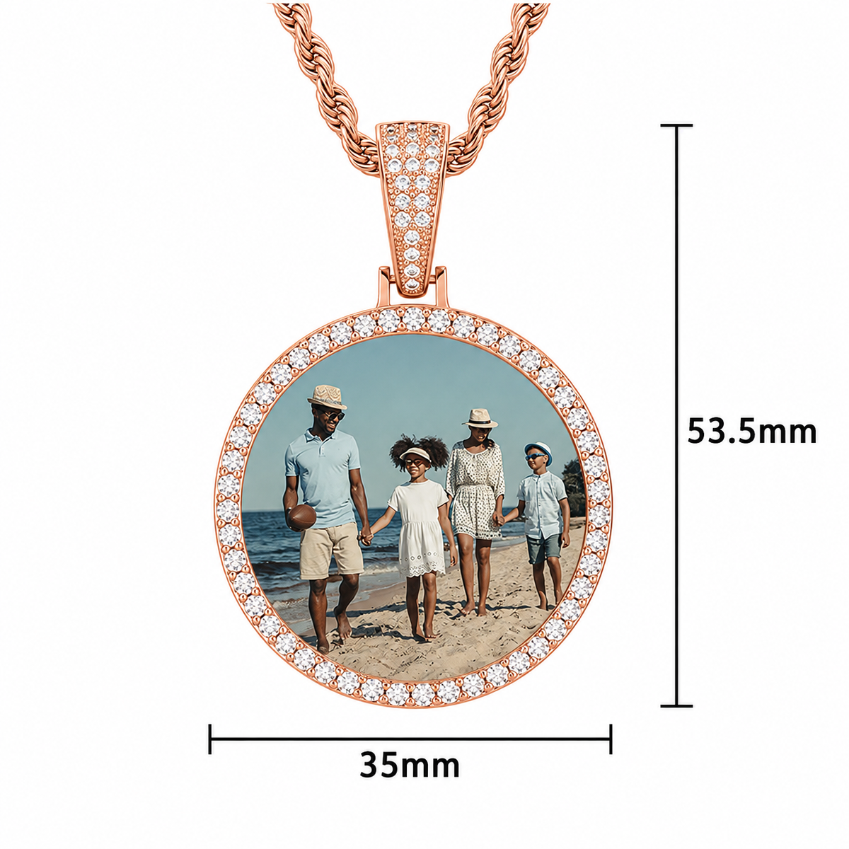 35mm photo pendant 18k PVD on Stainless Steel