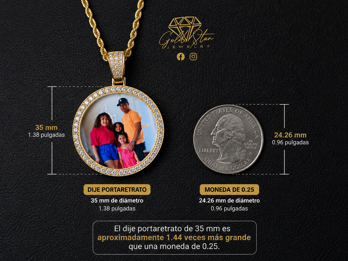 35mm photo pendant 18k PVD on Stainless Steel