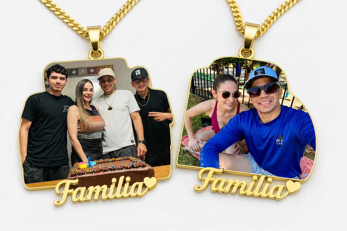 Custom Photo & Name Pendant – 18K Gold PVD | Stainless Steel