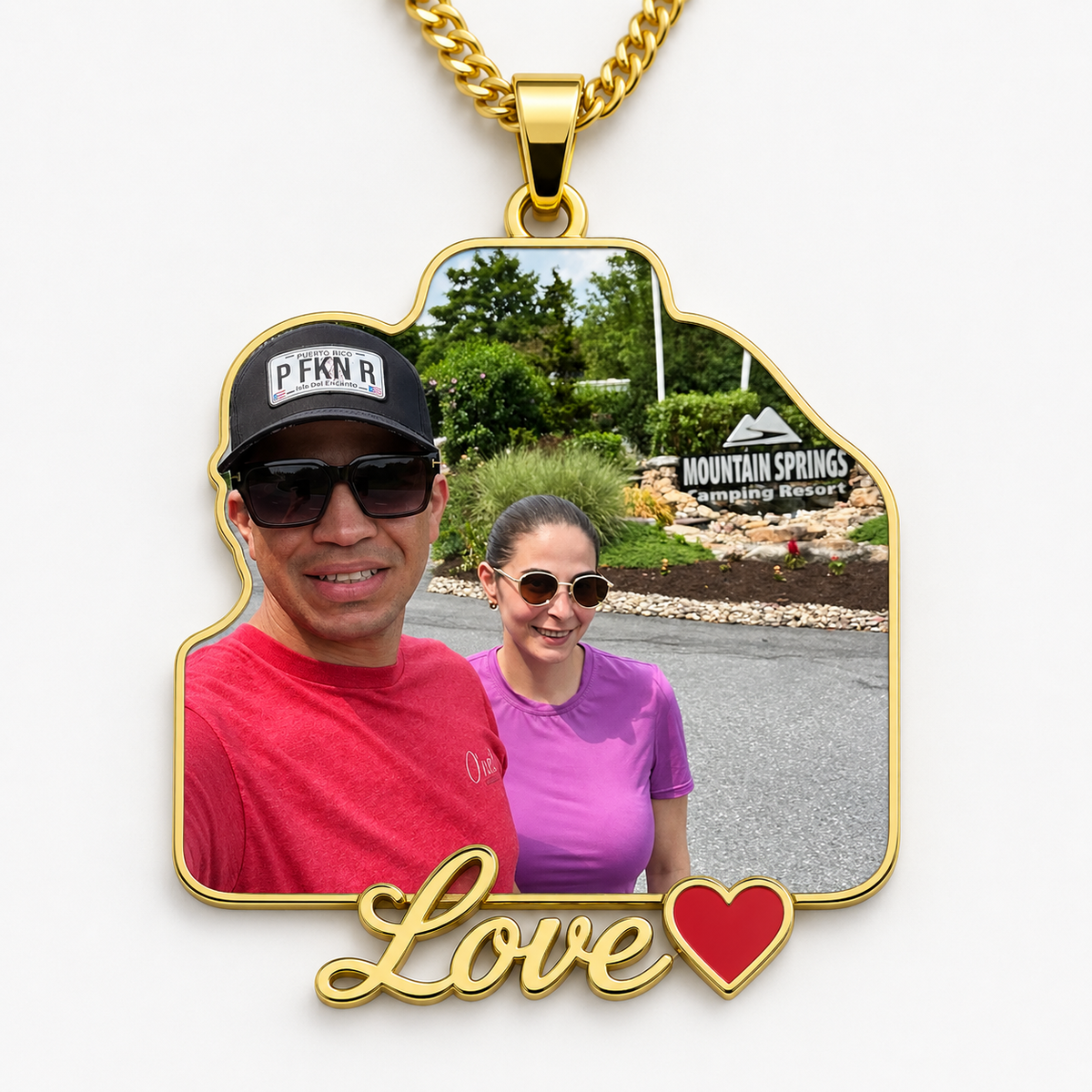Custom Photo & Name Pendant – 18K Gold PVD | Stainless Steel