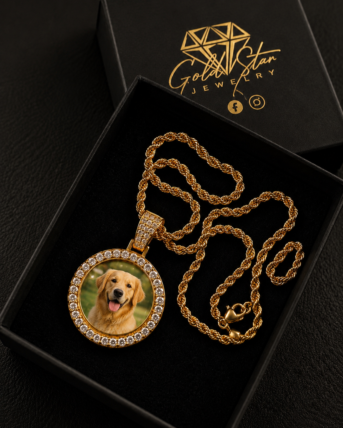 25mm Photo pendant 18K PVD on Steel