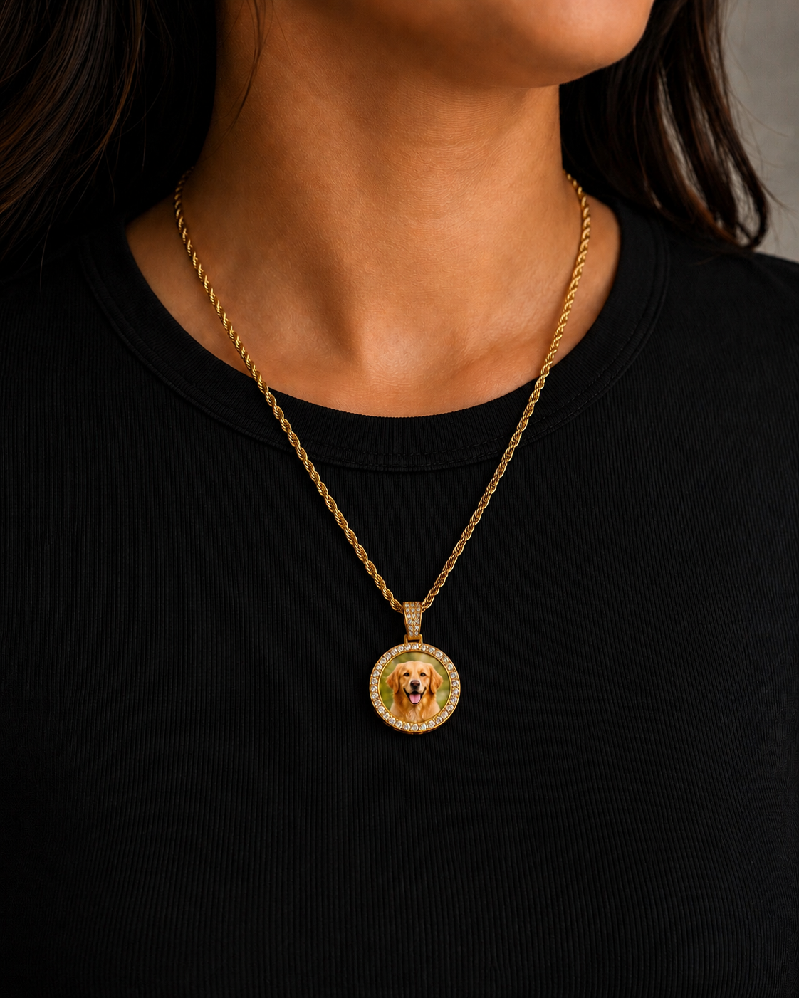25mm Photo pendant 18K PVD on Steel