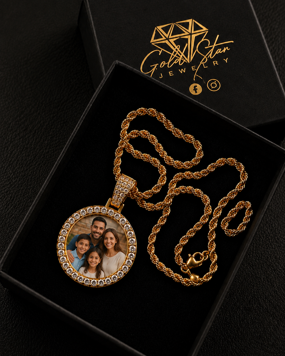 25mm Photo pendant 18K PVD on Steel