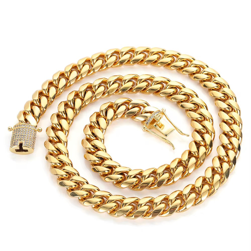 Premium Cuban Link Chain 8mm – Stainless Steel | 18K Gold PVD