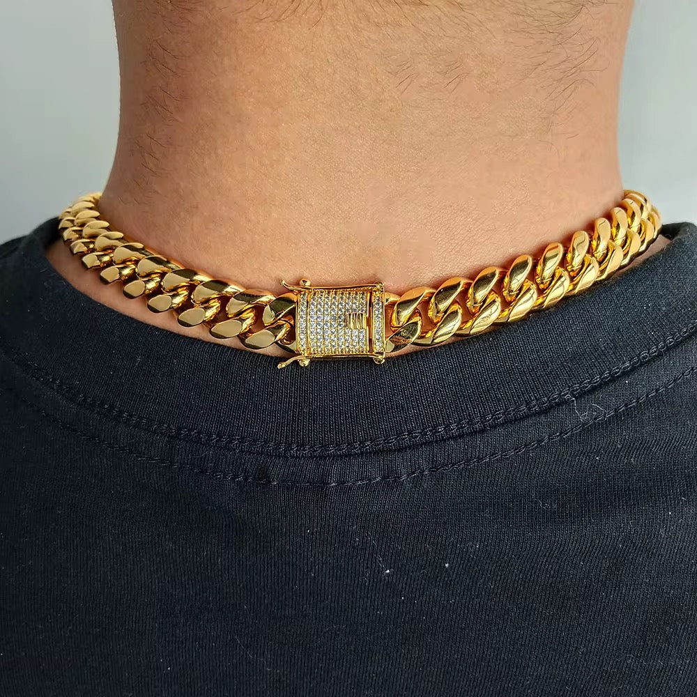 Premium Cuban Link Chain 8mm – Stainless Steel | 18K Gold PVD