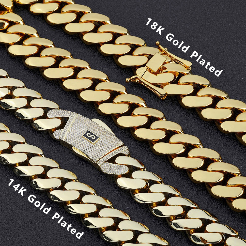Cuban Link Chain – Stainless Steel | 14K Gold PVD